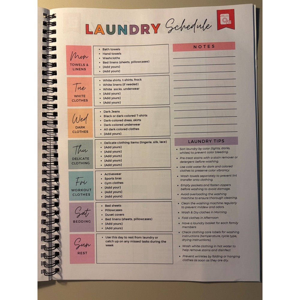 ADHD Cleaning Planner Spiral Bound Home Organization Journal Daily Chore Tracker - Picture 6 of 8
